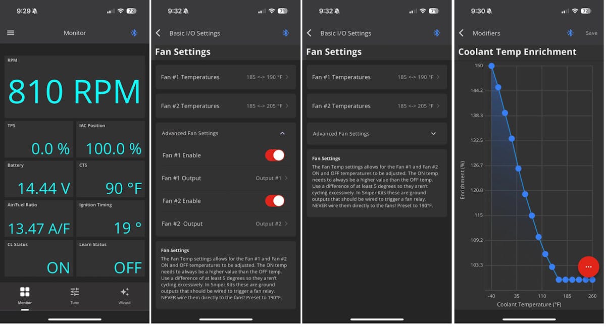 Holley smartphone wizard screens