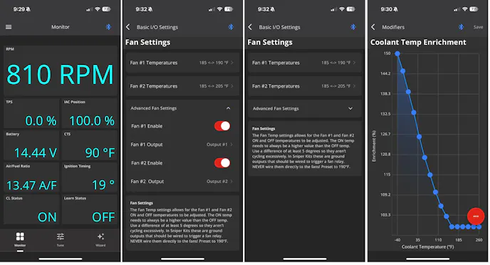 Holley smartphone wizard screens