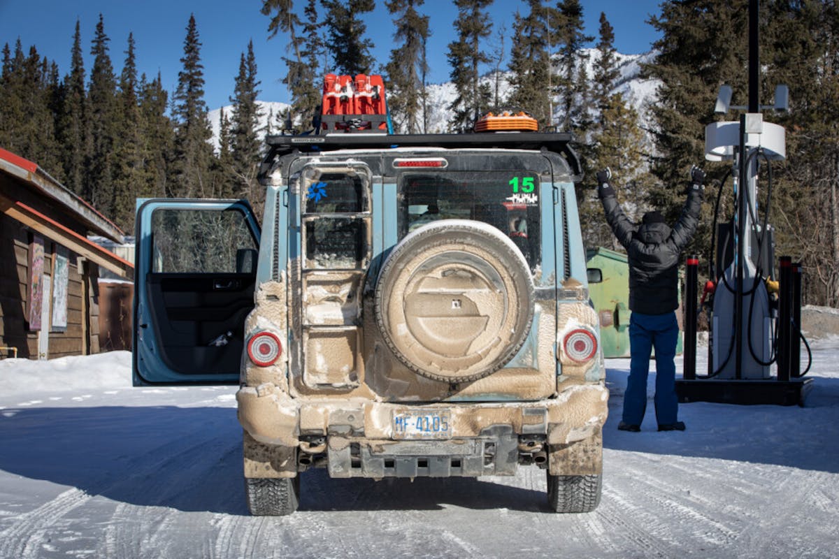 INEOS Grenadier has a rear access ladder and spare tire that was used during 2024 Alcan 5000 Rally