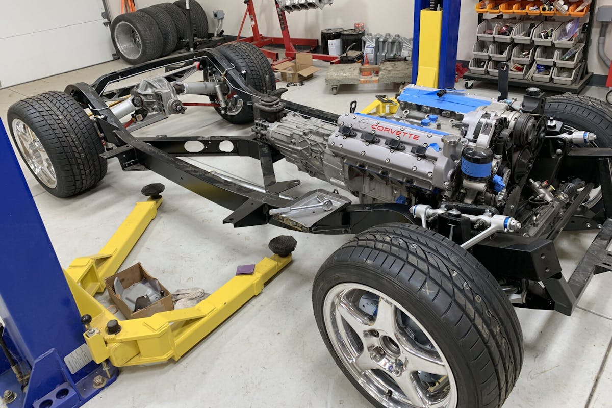 1954 Corvette frame with LT5 engine