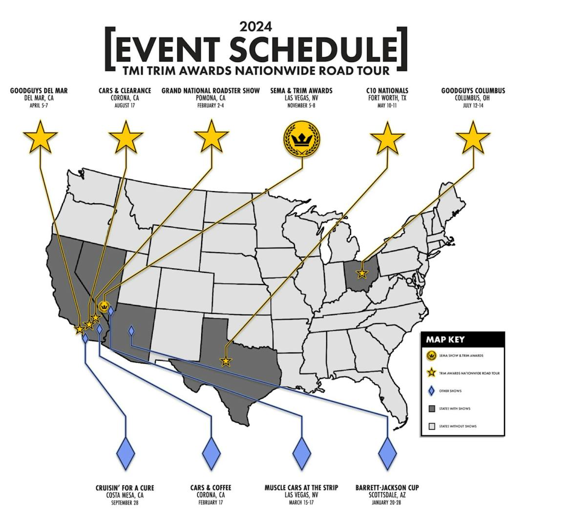 2024 TMI Road Tour map