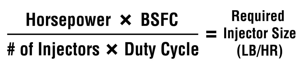 Fuel injector sizing formula