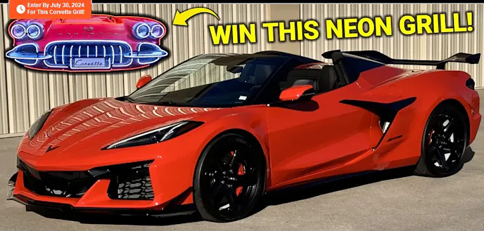 Corvette Z06 convertible and neon grill