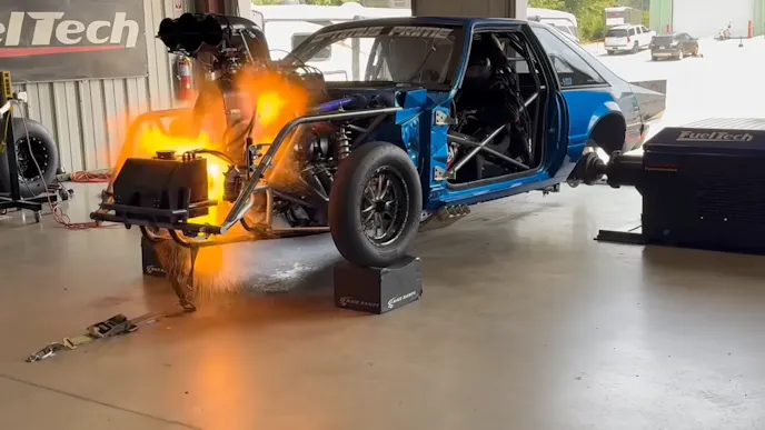 A wiring issue causes a drop in fuel pressure, leading to an explosive incident