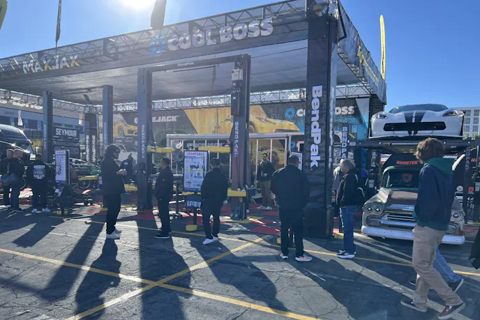 The BendPak Octaflex with eight- arm two-post lift at SEMA