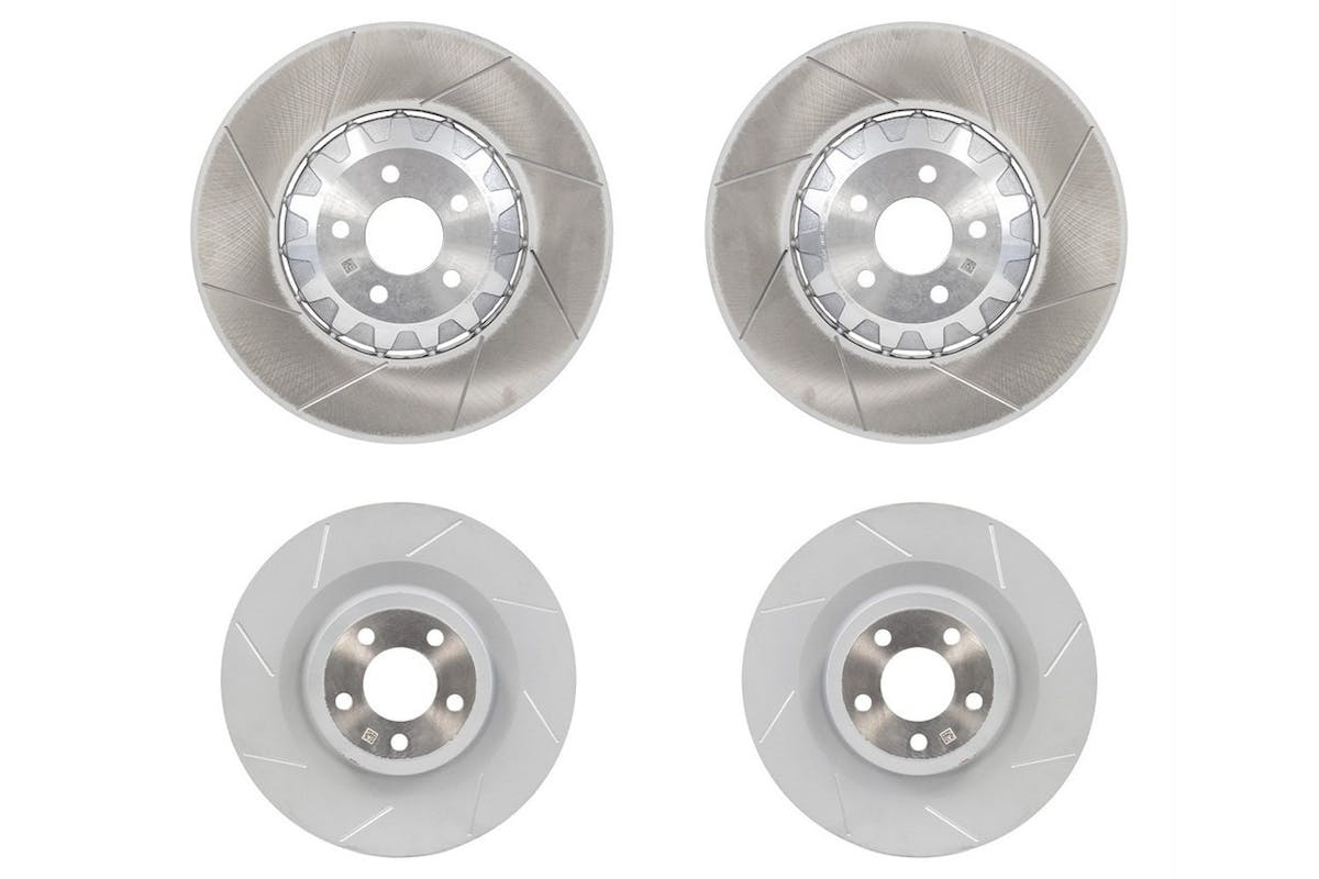 two-piece front and one-piece rear rotors