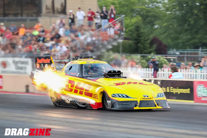 yellow drag racing car