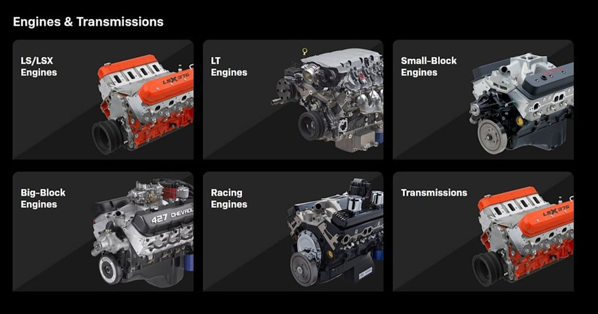 engines and transmissions on Chevrolet Performance website
