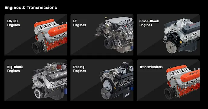 engines and transmissions on Chevrolet Performance website