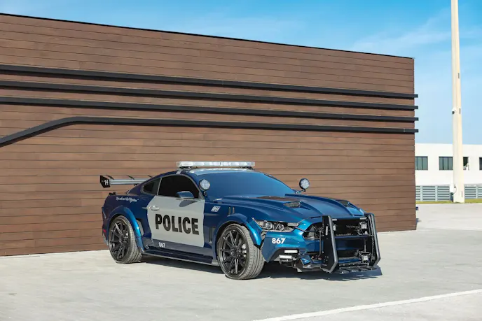 Side view of Barricade Mustang