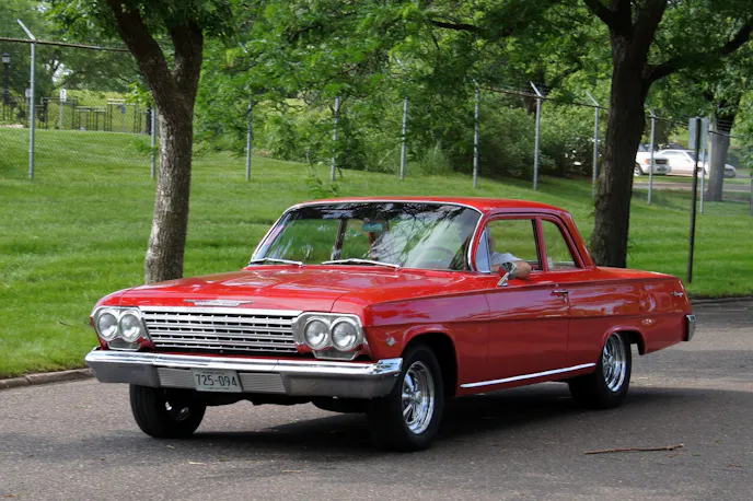 The 1962 Chevrolet Biscayne was the epitome of affordable V8 power with its 409 cubic inch Mark I V8.