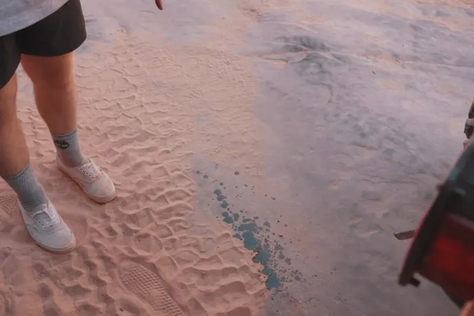 Oil leak from a mini jeep