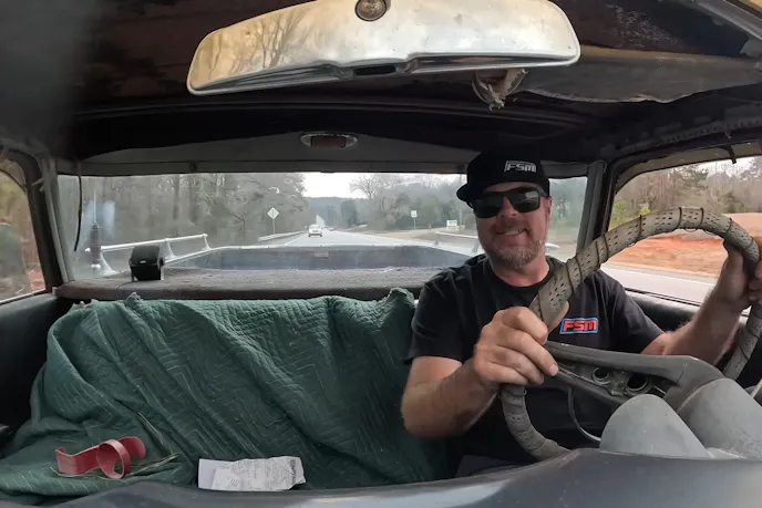 Mike Finnegan test driving a 1960 el camino