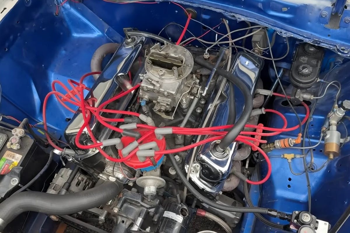 Engine of a 77 Mustang
