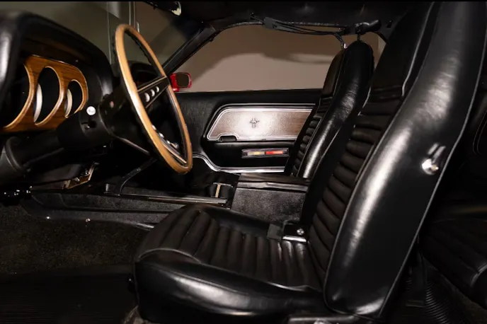 Black Leather Interior of a 1969 Ford Mustang Boss 429 Fastback