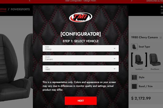 TMI’s Custom Seat Configurator