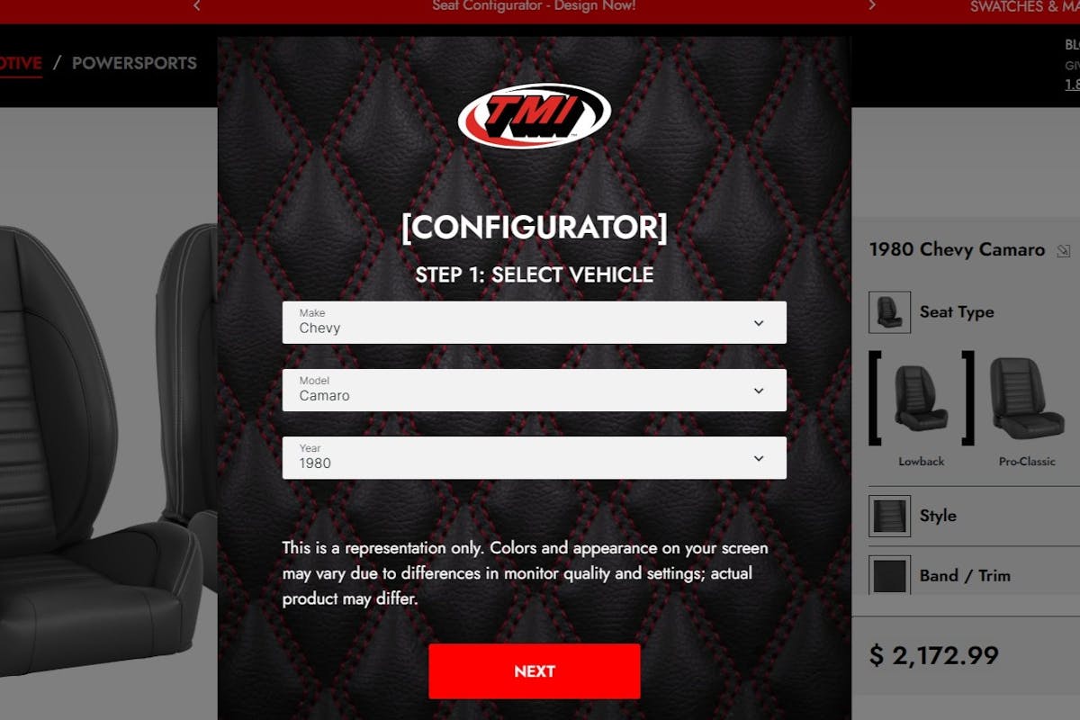 TMI’s Custom Seat Configurator
