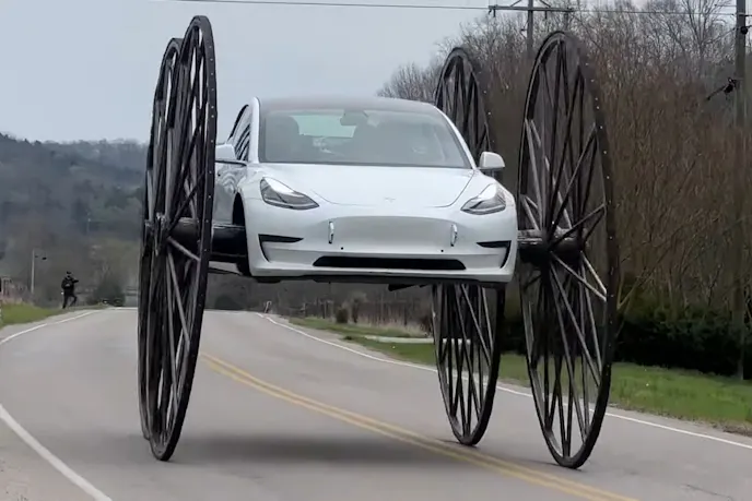 Tyler Fever build: Tesla Model 3 with 10-ft Wheels