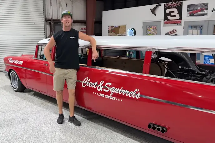 Cleetus with his 1957 bel air stretch limo