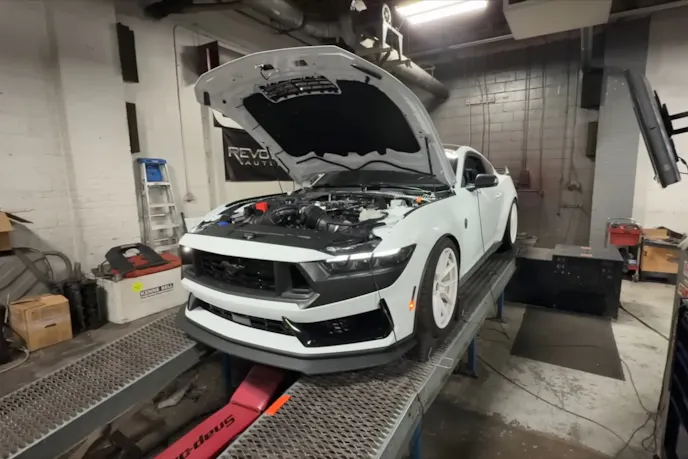 Ford Mustang Dark Horse on a Dyno