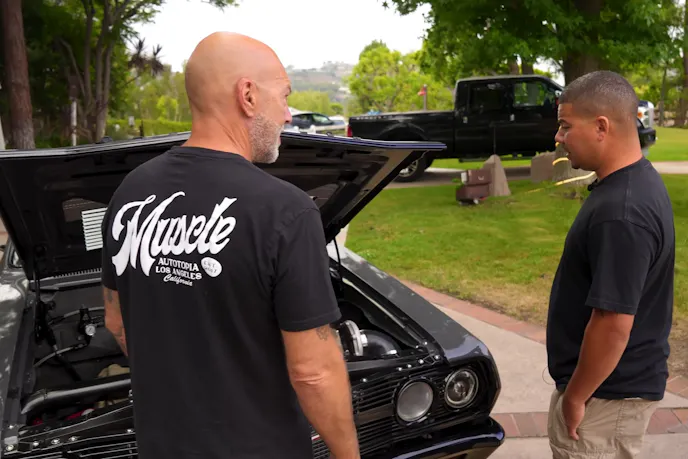 Shawn Davis and the owner of the Twin-Turbo '65 Chevelle