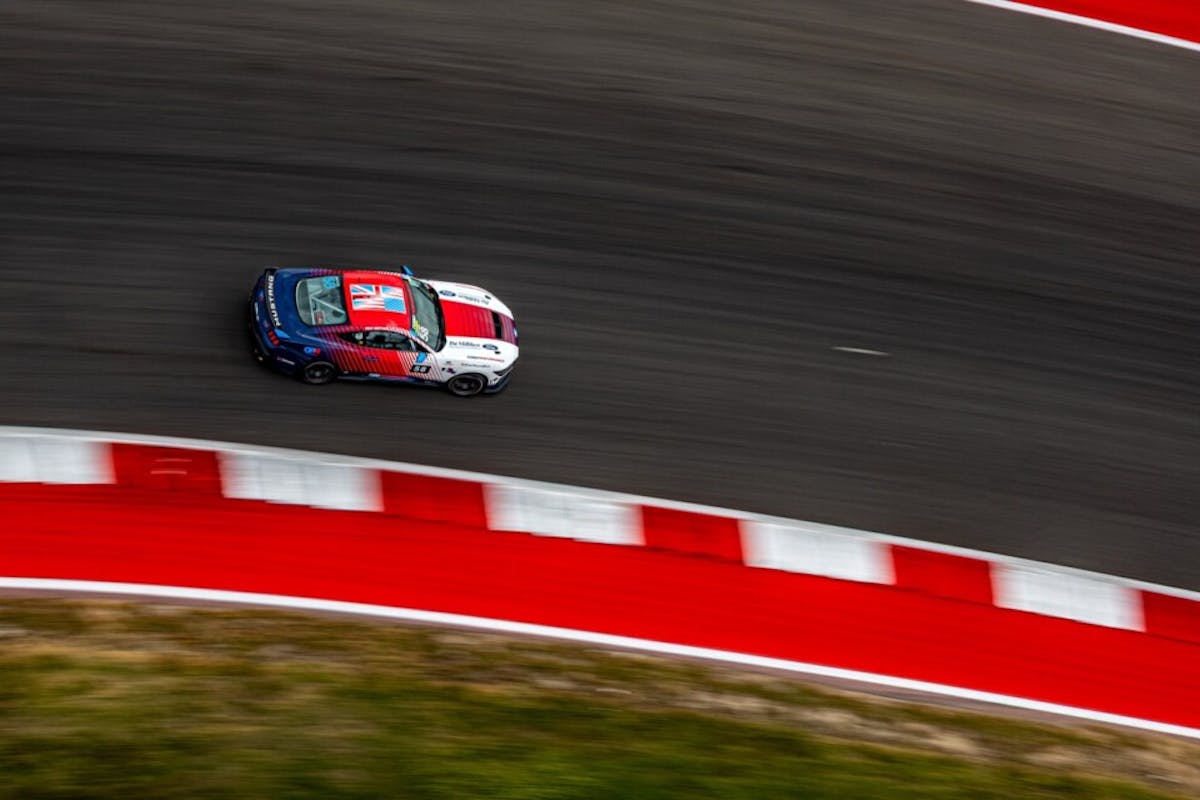 Ford Mustang on track at speed