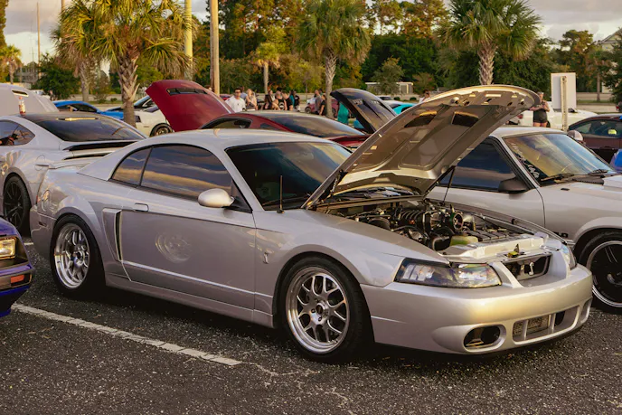 Silver Mustang Cobra at Car show