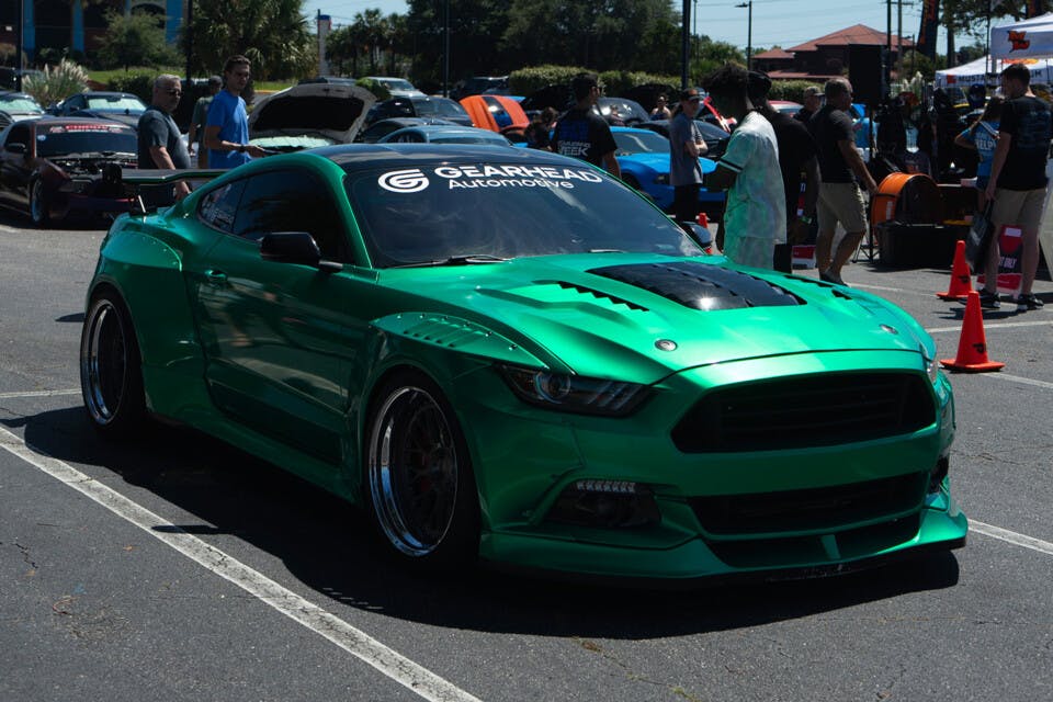 Green S550 Mustang widebody