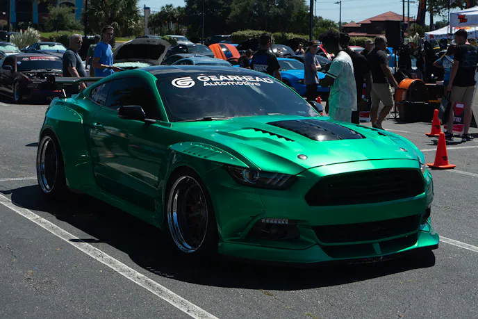 Green S550 Mustang widebody
