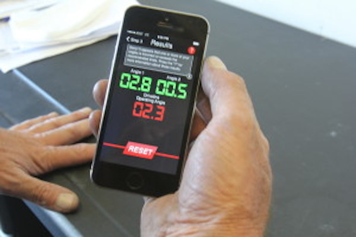 The Tremec App failed the Chevelle on our first attempt. The result screen does not indicate the measurements we just recorded. Instead, Angle 1 is really the difference between the engine/trans (Reading 1) and the driveshaft angle (Reading 2) – indicated here as 2.8 degrees – which is still within the 3-degree spec which is why we get green number. Angle 2 is the difference between the pinion angle (Reading 3) and the driveshaft (Reading 2). It is also in spec at only 0.5 degrees with the pinion angle of 0.2 plus the driveshaft angle of 0.3 degrees. But the pinion angle is an opposing angle. This is why the app delivers a red 2.3 degree number. It was clear that the pinion angle needed to be raised to create a more parallel, nose-up angle. This would increase the driveshaft angle slightly while reducing the overall operating angle to less than the 3.0 degree maximum.