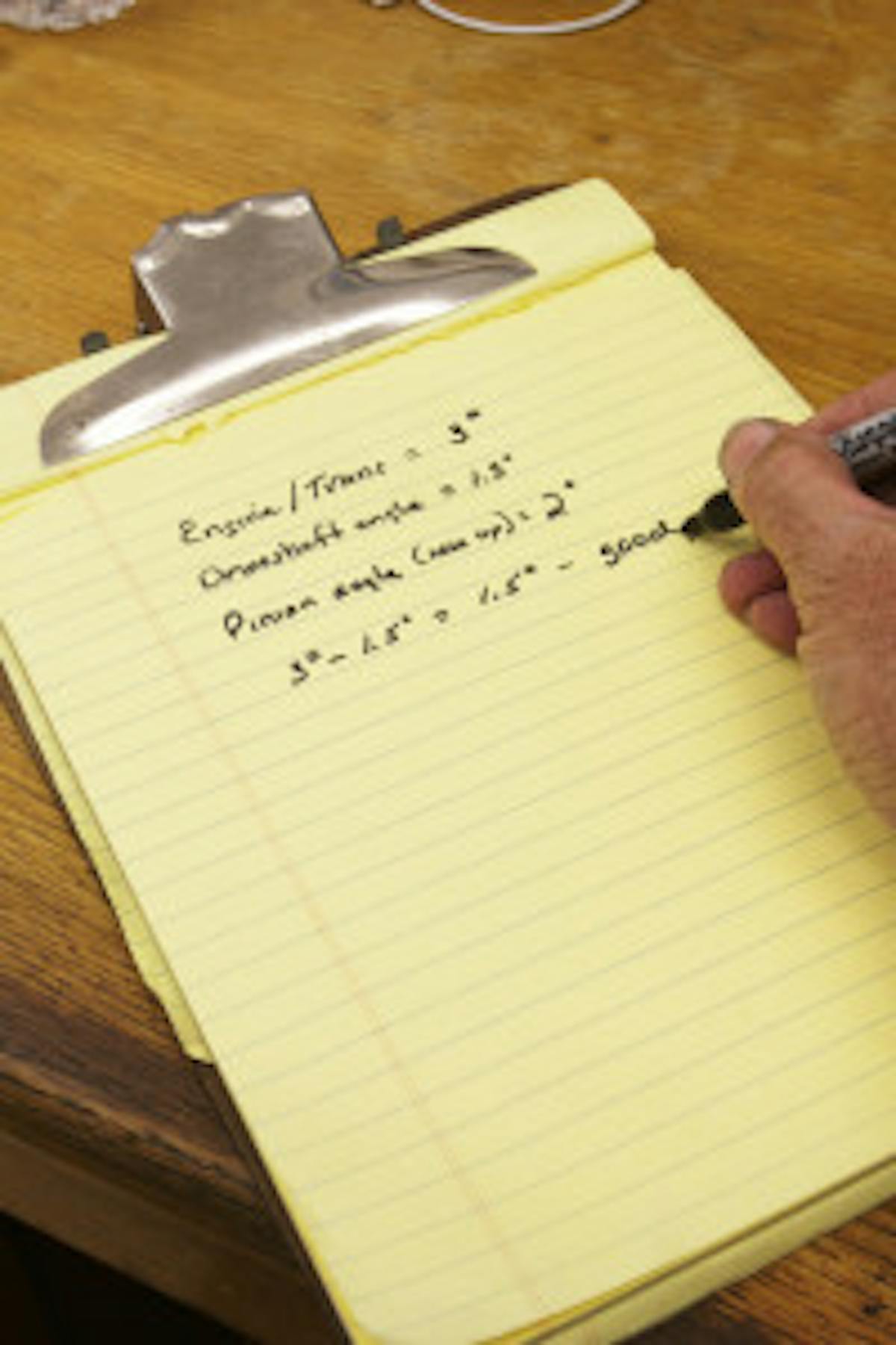 Measuring the other two angles with the analog gauge, we came up with 3.0 on the engine/trans, 1.5 on the driveshaft, and 2 degrees nose up on the pinion angle. We will skip the two intermediate u-joint angles and just do the overall operating angle. In this case, we had parallel angles so Angle 1 minus Angle 2 (3.0 – 1.5 = 1.5 degrees). This total operating angle is less than the 3-degree spec and so it is good to go!