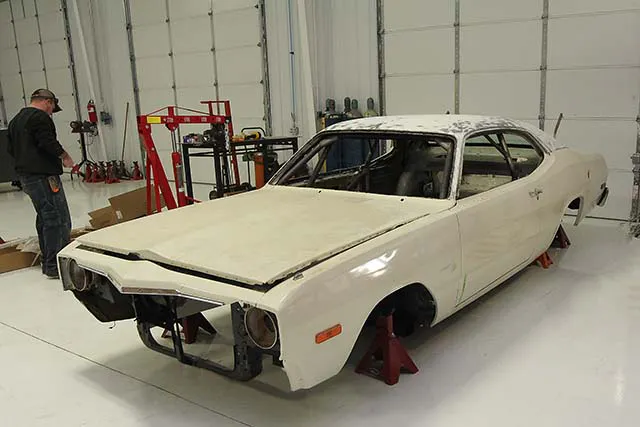 It doesn’t look like much now, but HPE’s Kevin Bryde tells us the 1976 Dodge Dart they are building for Kevin Wesley will be a full bore racing machine.