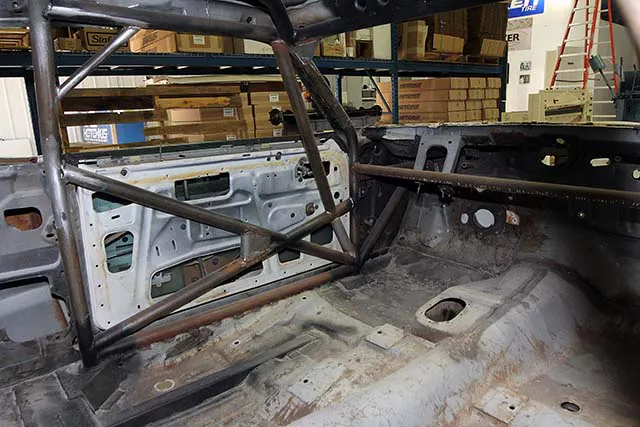 Bryde said the car arrived with a rudimentary roll cage. HPE is keeping what they can of it but had to cut out much of the rear section and interior to make room for a passenger seat.