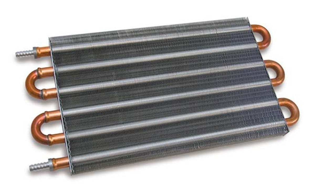 All oil coolers are not created equally. A quality transmission oil cooler, like this Translife unit shown here--has tubes properly sized to move thicker oil through them efficiently and the proper fin density to match. Flex-a-lite's Translife Oil Cooler (it also works for power steering fluid for you road racers) improves cooling efficiency further by building turbulators inside the lines. The purpose is to cause the fluid to "tumble" inside the lines so that more of it comes into direct contact with the tubing's walls to improve heat transfer.