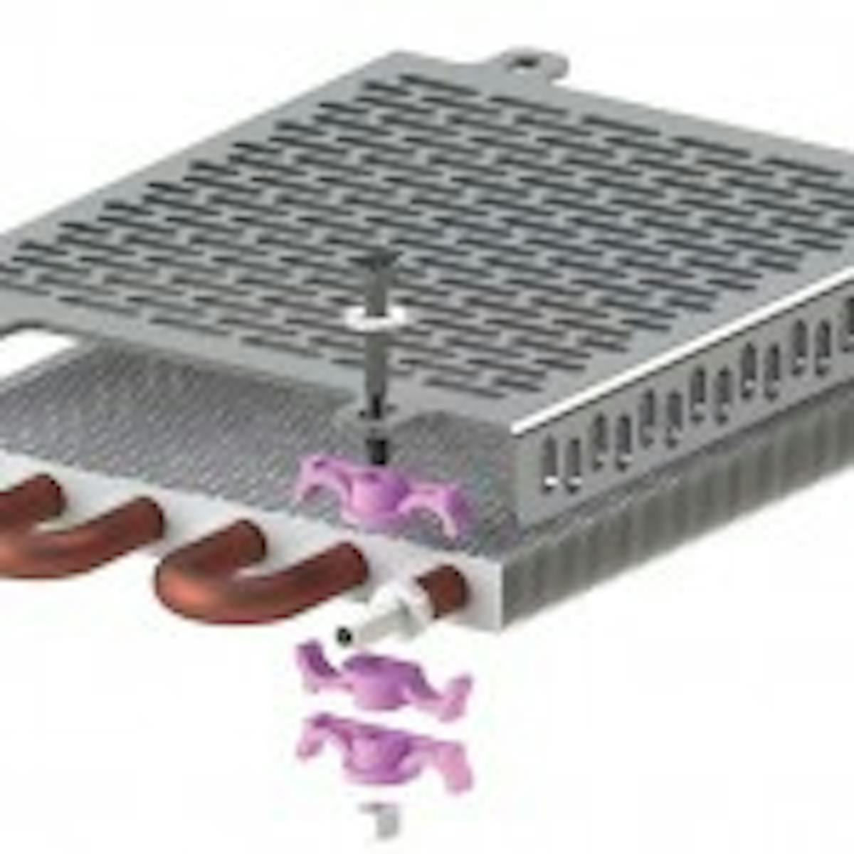 In the install shot it can be tough to see exactly how the GatorClips work, so we also included this diagram. Here, you can see the clips not only secure the cooler to the bracket, but they can also be used to attach a guard to the front of the cooler at the same time.