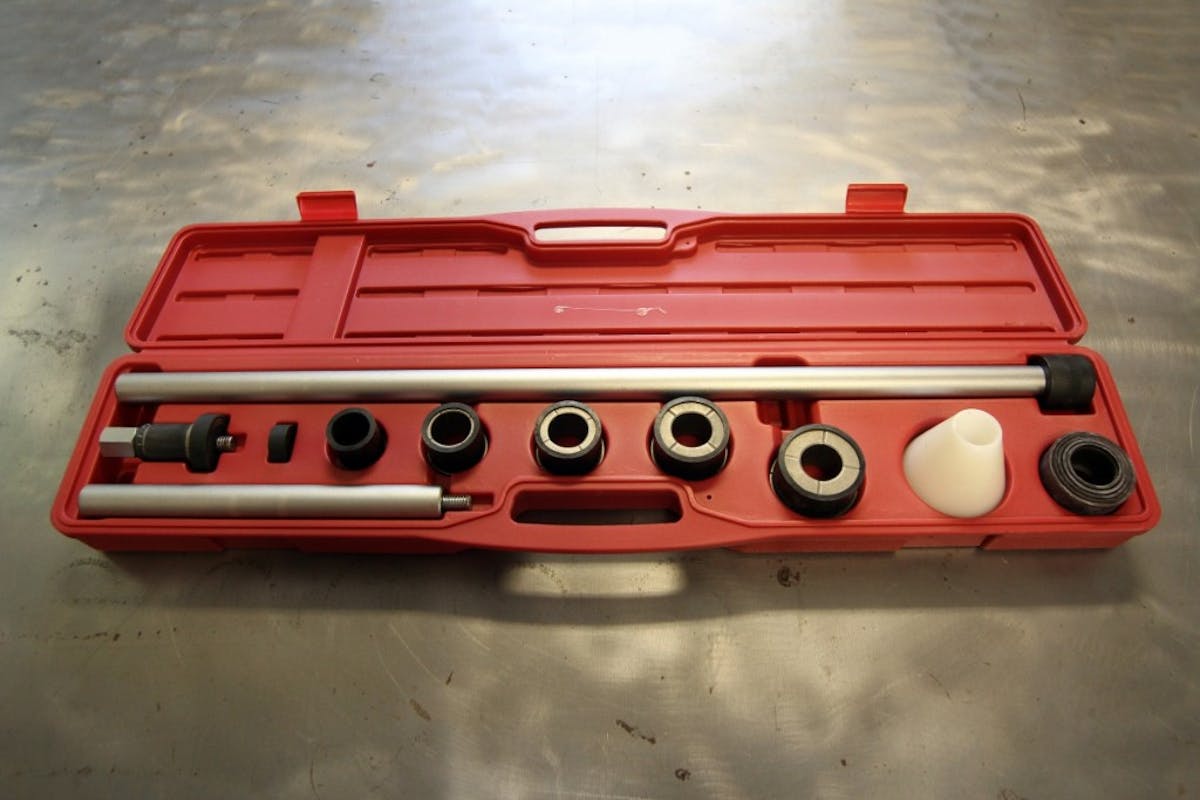 The cam bearing installation and removal tool from JEGS includes everything needed to work in engines with cam bearings that range in size from 1.125 inches all the way up to 2.690 inches.