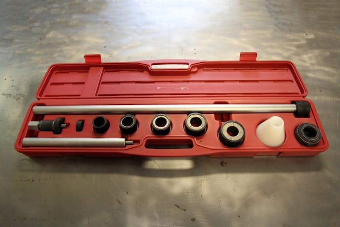 The cam bearing installation and removal tool from JEGS includes everything needed to work in engines with cam bearings that range in size from 1.125 inches all the way up to 2.690 inches.