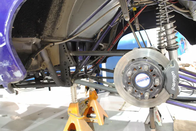 Here is a shot of the Eliminator II Drag-Race rear suspension installed on a 7-second Chevelle.        