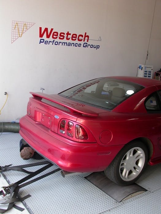 Run on the Superflow chassis dyno with the stock cams, the 4.6L produced peak numbers of 211 hp and 282 lb-ft of torque.