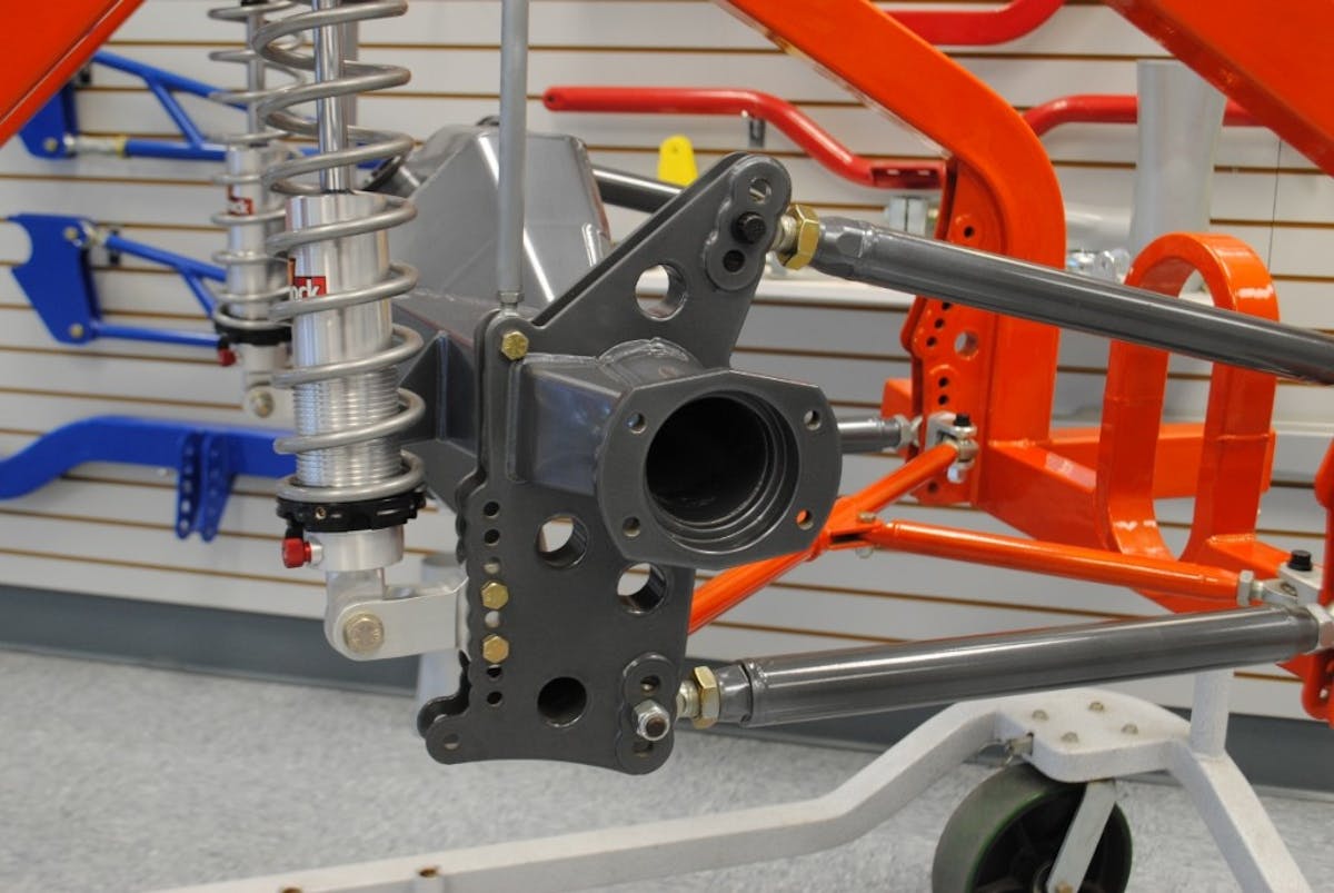 Check out the adjustable mounts for the upper and lower (4-link) arms. The 4130, 1.25-inch OD link tubes feature weld-in adapters and hex adjusters. Link tubes are also available in larger 1.375- and 1.625-inch diameters for high(er)-horsepower applications. 