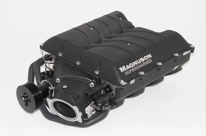 The Magnuson supercharger starts with an Eaton 6th Generation supercharger rotor technology system that provides state-of-the-art efficiency. To achieve more than 175 additional rwhp, only 6.5 pounds of boost are required when combined with the Granatelli ignition parts.
