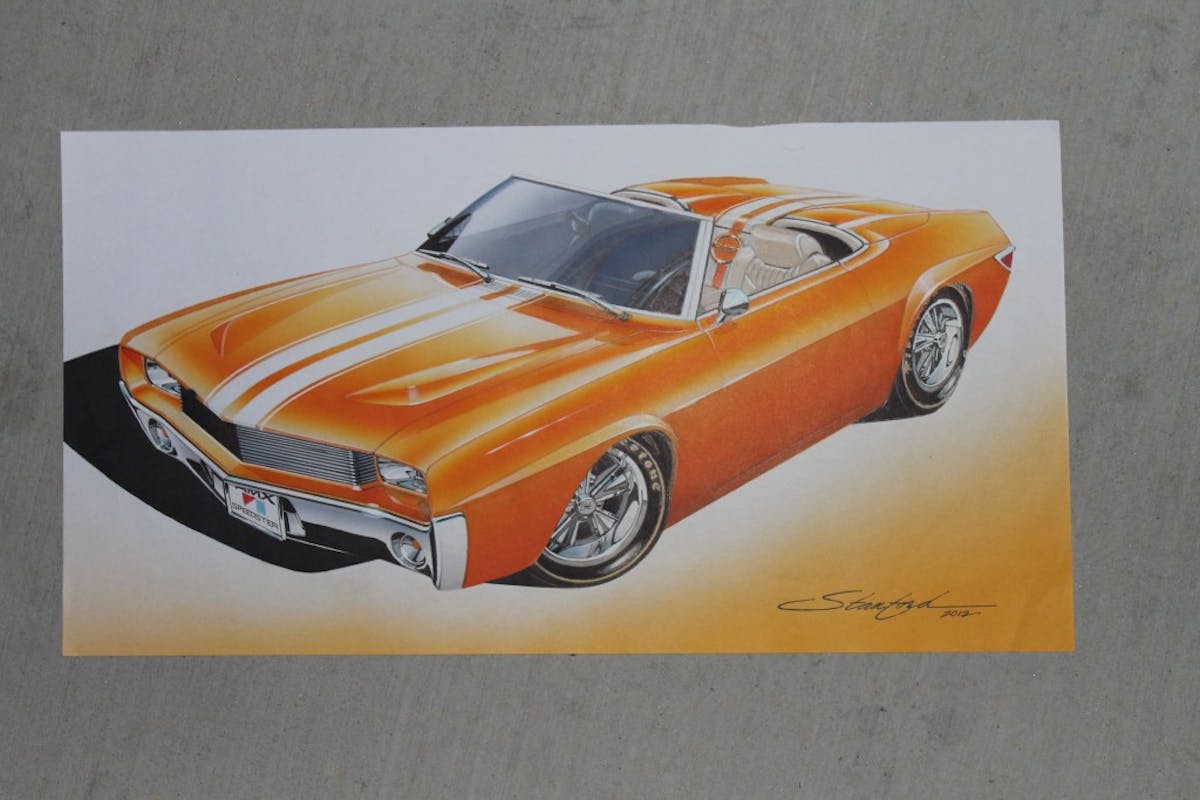 A huge fan of the AMX, Stanford made something AMC fans only wish was reality. We love the First Gen Corvette style bodywork that wraps the rear deck lid down into the interior of the two seater. Smoothing the hood bumps, replacing the grille, and installing rectangular headlights just makes it look right. 