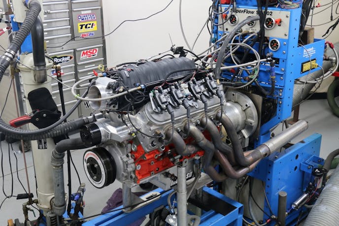 Run in anger, the 245-headed 427 produced peak numbers of 648 hp at 6,400 rpm and 596 lb-ft of torque at 5,100 rpm. The 245 bettered the larger 260 LS7 heads up to 5,800 rpm, but lost out slightly to the big boys on the top end.       