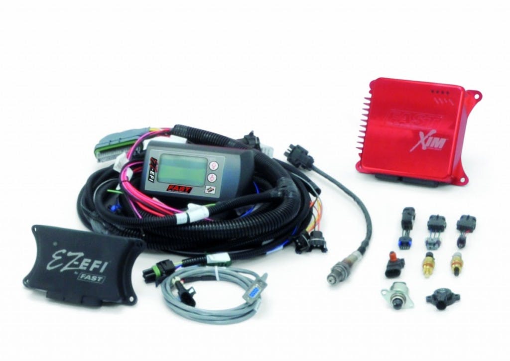 One alternative to using a factory ECU is to retain the factory injection manifold and throttle body, but convert to aftermarket control. FAST offers an EZ-EFI conversion that applies its self-learning capabilities to the LS engine family. This also requires a XFI ignition box to control the spark.