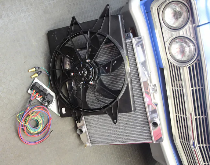 Installing a big electric fan and relays isn’t difficult and doesn’t have to be expensive. This new MK8 fan from RockAuto and three-relay kit from Hollister Road offers excellent two-speed electric fan control that should be more than enough to cool most street cars. Best of all, this whole package will run roughly $220.