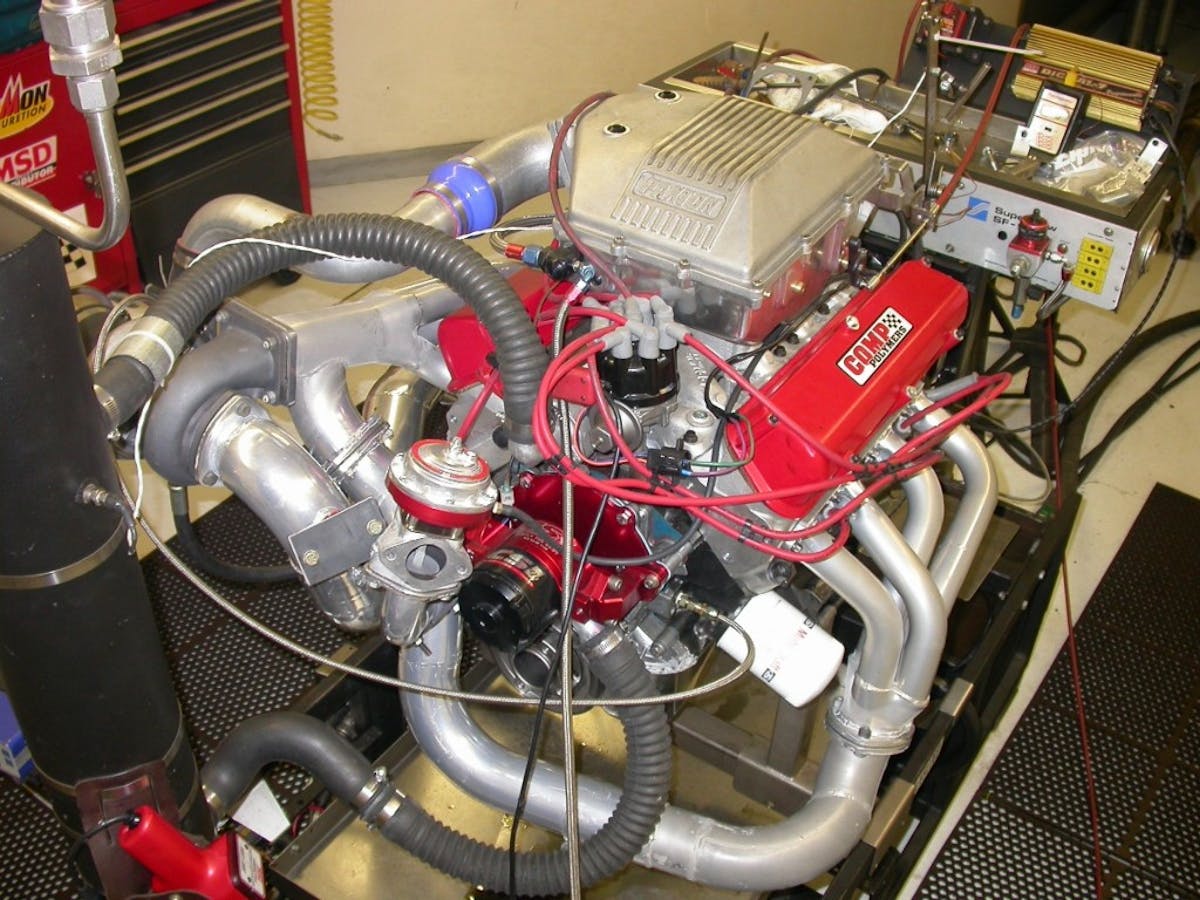 Run with the blow-through turbo system, the power output of the 331 stroker increased from just over 400 hp to 761 hp, but it was the 766 lb-ft of torque that eventually pushed the stock block to its breaking point.     