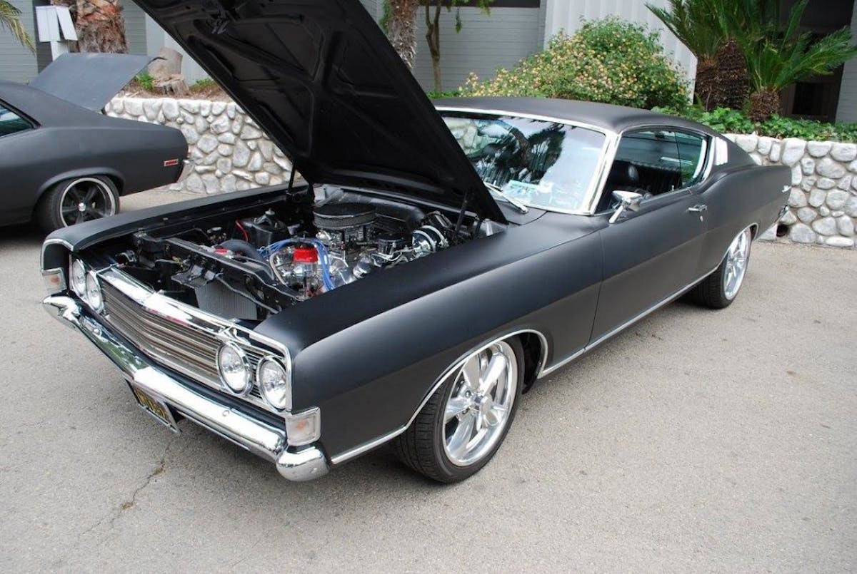 The Matte black Ford Fairlane was beautifully constructed.