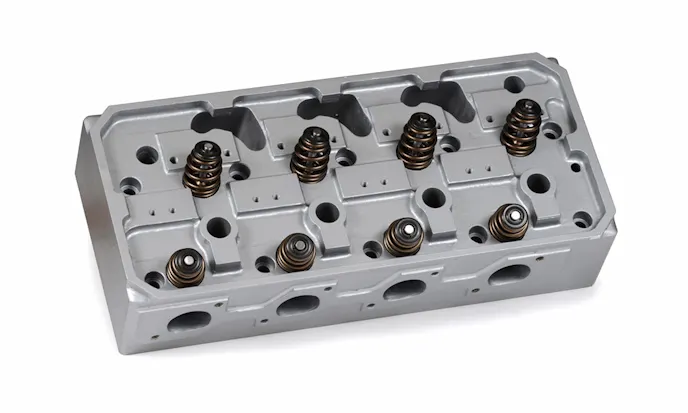 Hemi heads are inherently large in order to accommodate the wide spacing of the valve angles. Brown’s heads will feature a tall valve spring installed height to allow plenty of valve lift and will come with beehive style springs intended for a hydraulic roller cam.