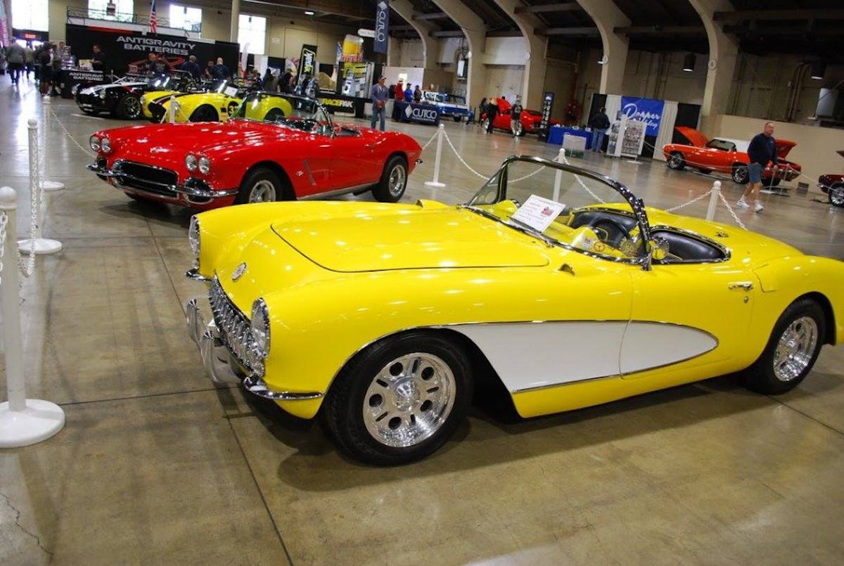 Corvettes are always popular with car show enthusiast. This yellow/white coving '56 was really popped. The classic '62 is an iconic body style.