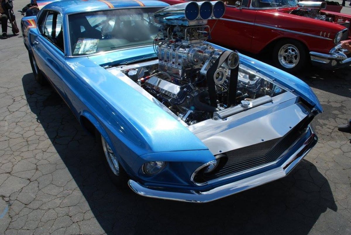 Back again for another run at this year's Street Machine & Muscle Car Nationals - a 1969 For Mustang with massive supercharger.
